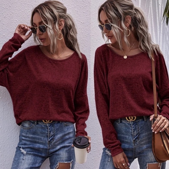 Red Open back twist detail long sleeve top - Picture 14 of 14